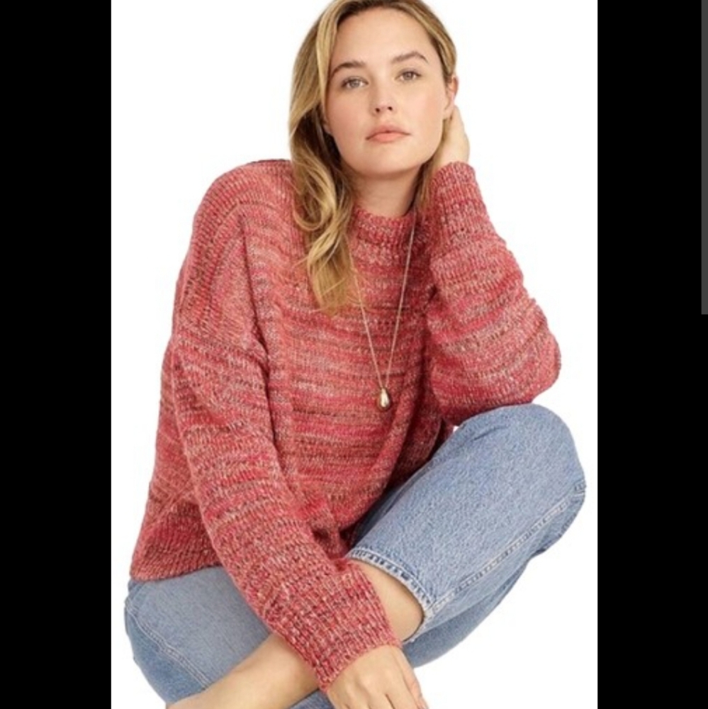 J. Crew Space-dyed Mock Neck Sweater Pink Size Medium